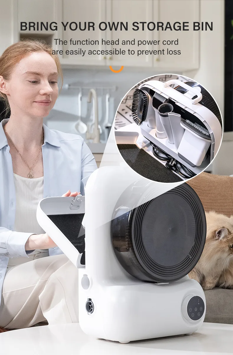 Professionelles Fellpflege-Set für Haustiere: Fellentferner-Bürste mit Haartrockner-Vakuum für Hunde und Katzen - detail