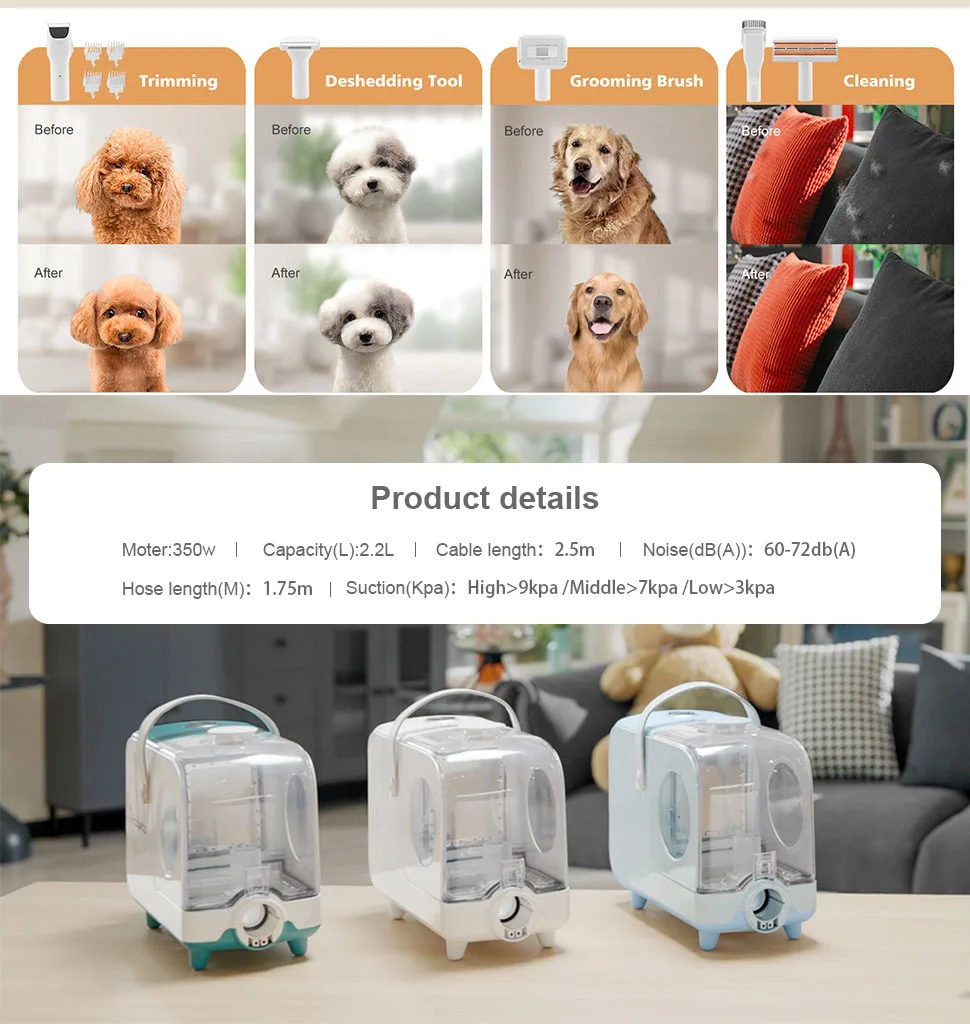 Tierstaubsauger Elektrische Schermaschine Slicker-Pflegebürste Set für Hund und Katze - detail