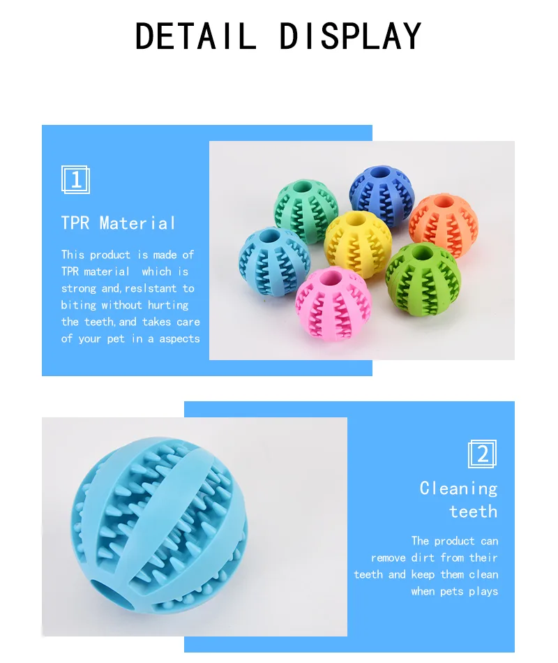 Pelota masticable interactiva de caucho natural resistente para perros, con limpieza de dientes - detail