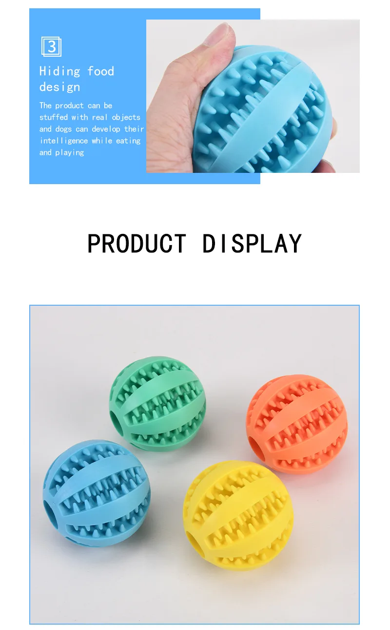 Pelota masticable interactiva de caucho natural resistente para perros, con limpieza de dientes - detail