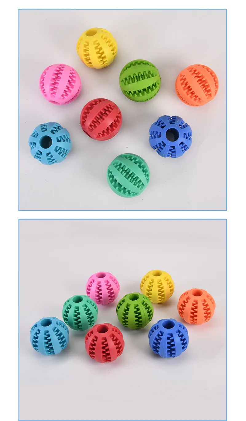 Pelota masticable interactiva de caucho natural resistente para perros, con limpieza de dientes - detail