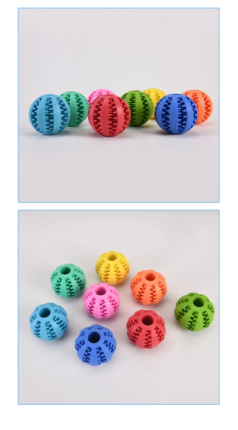 Pelota masticable interactiva de caucho natural resistente para perros, con limpieza de dientes - detail