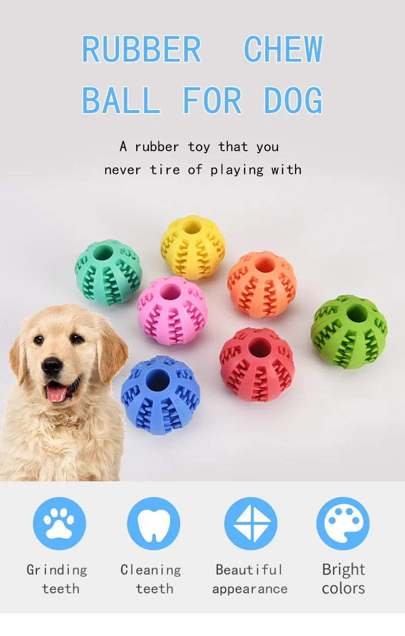 Pelota masticable interactiva de caucho natural resistente para perros, con limpieza de dientes - detail