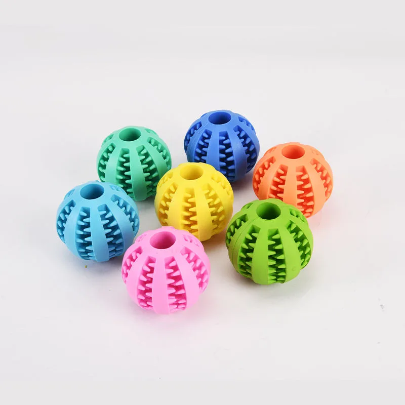 Pelota masticable interactiva de caucho natural resistente para perros, con limpieza de dientes