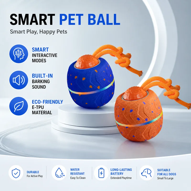 Automatischer beweglicher hüpfender Hundeball als Spielzeug, selbstunterhaltend, smart-interaktiv, beißfest