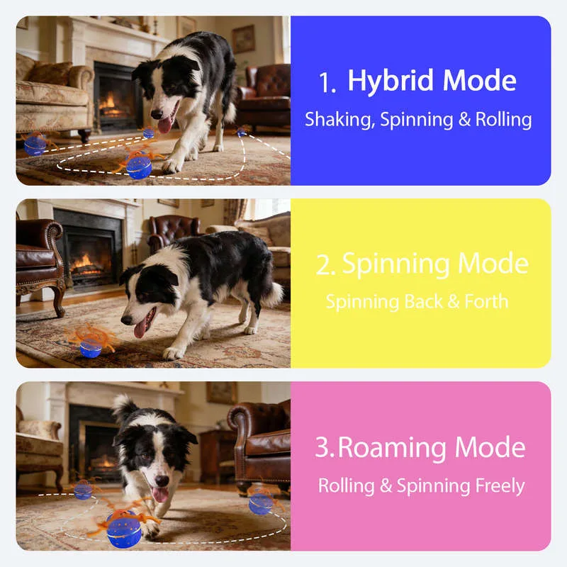 Automatischer beweglicher hüpfender Hundeball als Spielzeug, selbstunterhaltend, smart-interaktiv, beißfest